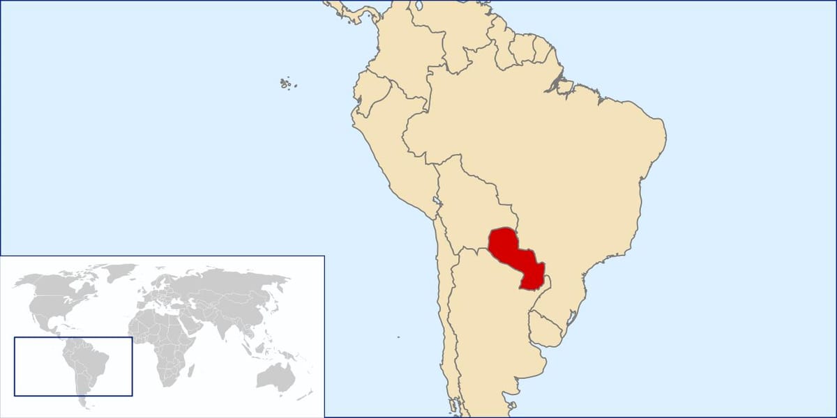 Dünya haritası üzerinde Paraguay konumu