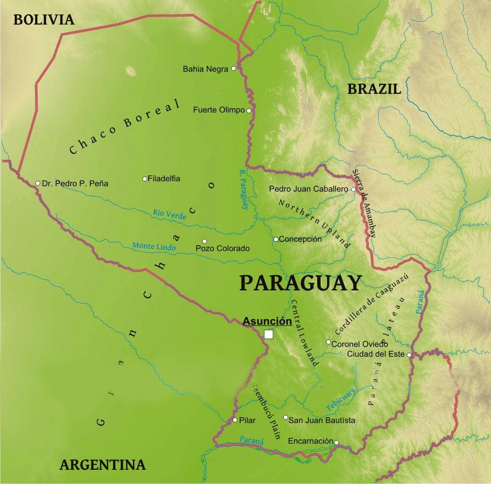 Paraguay coğrafya haritası