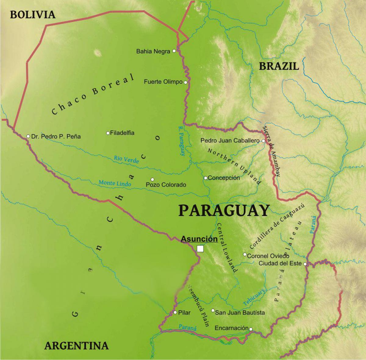 Paraguay coğrafya haritası 