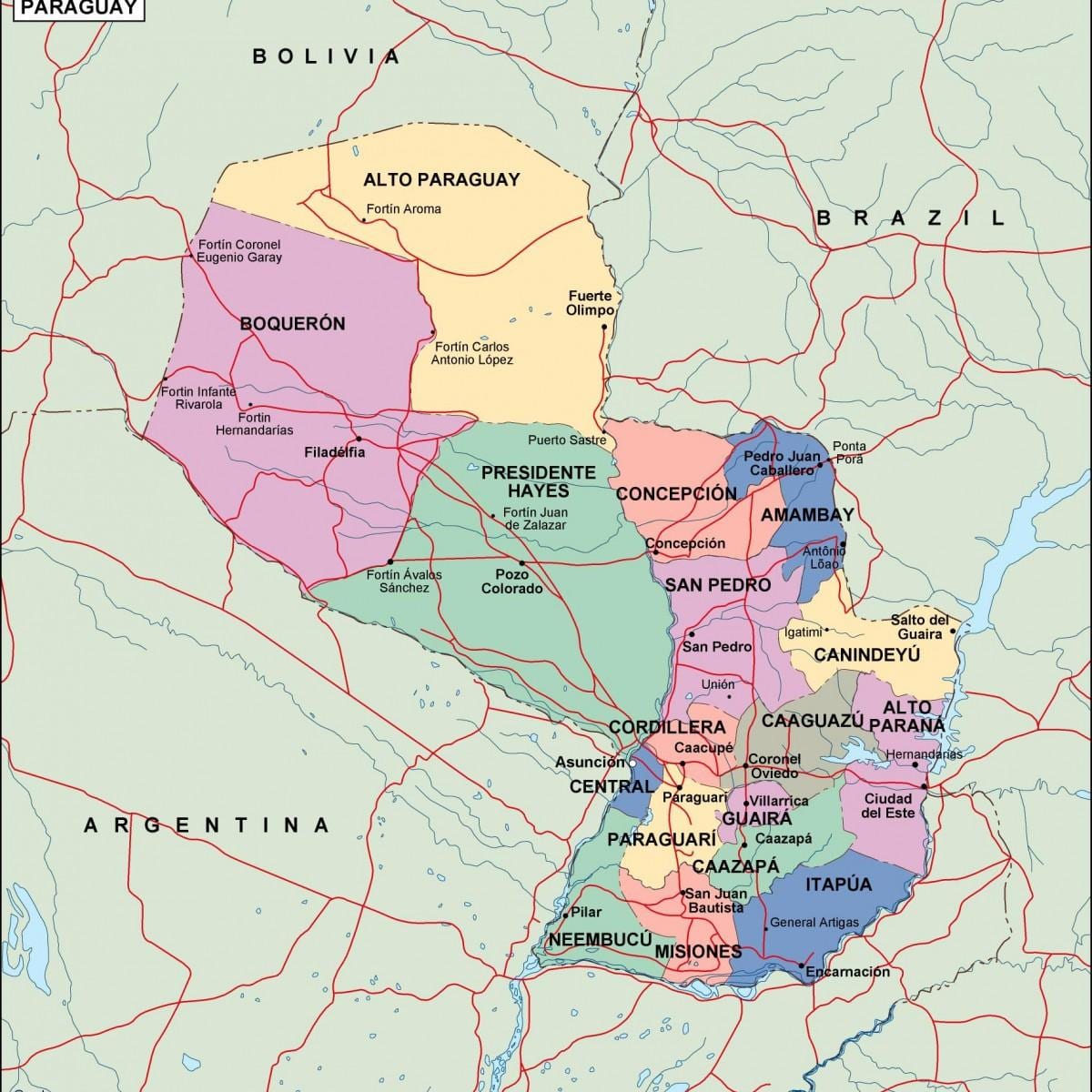 Siyasi Paraguay haritası