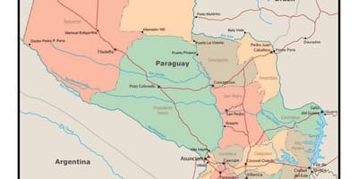 Şehirler ile Paraguay haritası 