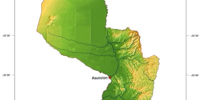 Fiziksel Paraguay haritası 